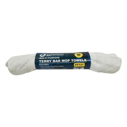 Superior Pads and Abrasives PT727 14 Inch x 17 Inch White Terry Mop Towel - 100% Cotton - 3/Pack