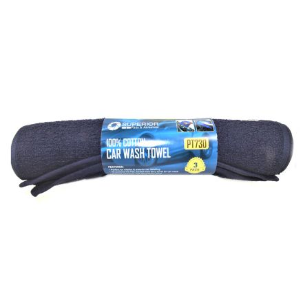 Superior Pads and Abrasives PT730 16 Inch x 27 Inch Car Wash Towel - 3/Pack
